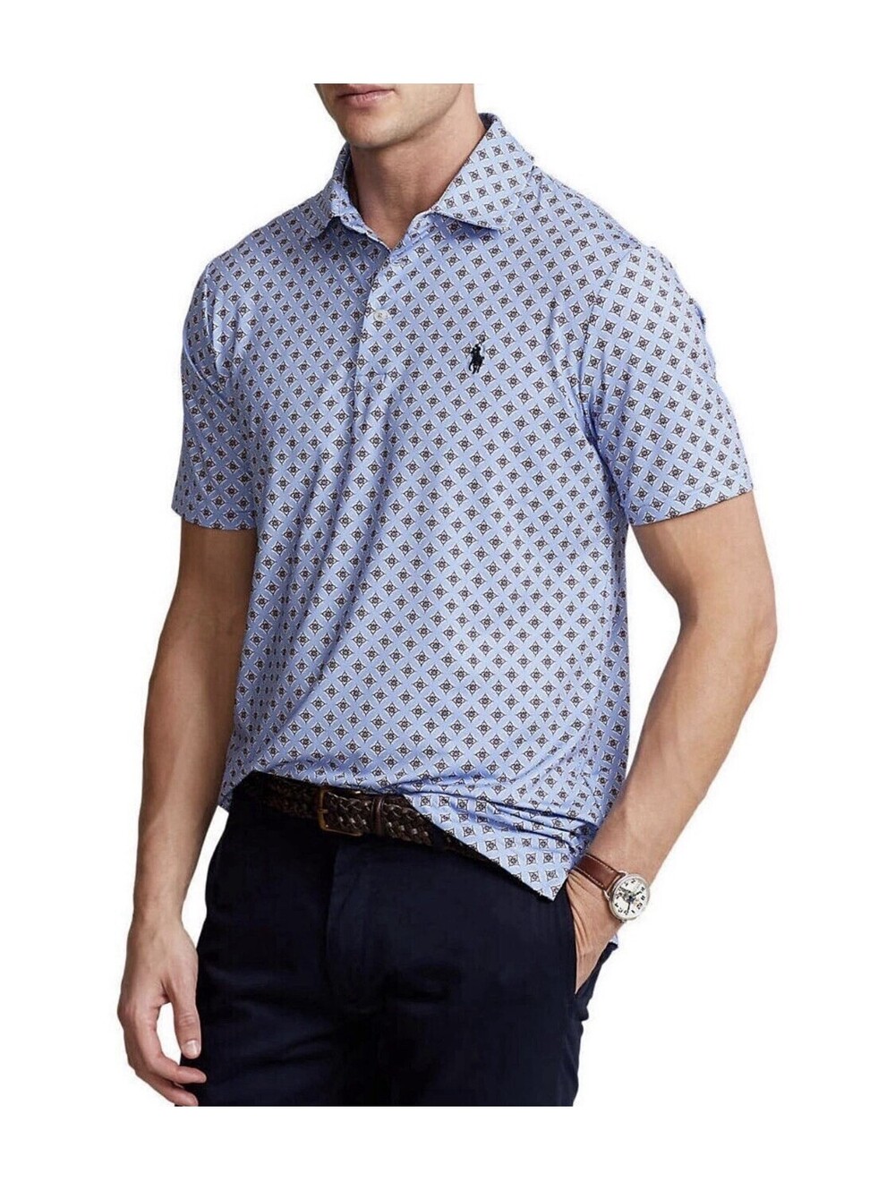 Polo Ralph Lauren PERFORMANCE Collared Light Blue Foulard Print Shirt Sz 3XB